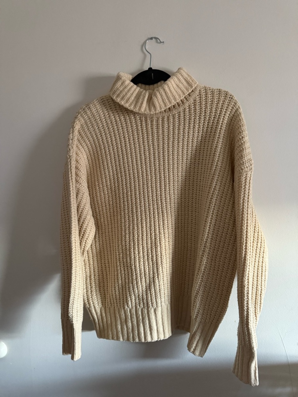 OAK + FORT Cream Chunky Knit Turtleneck Sweater
